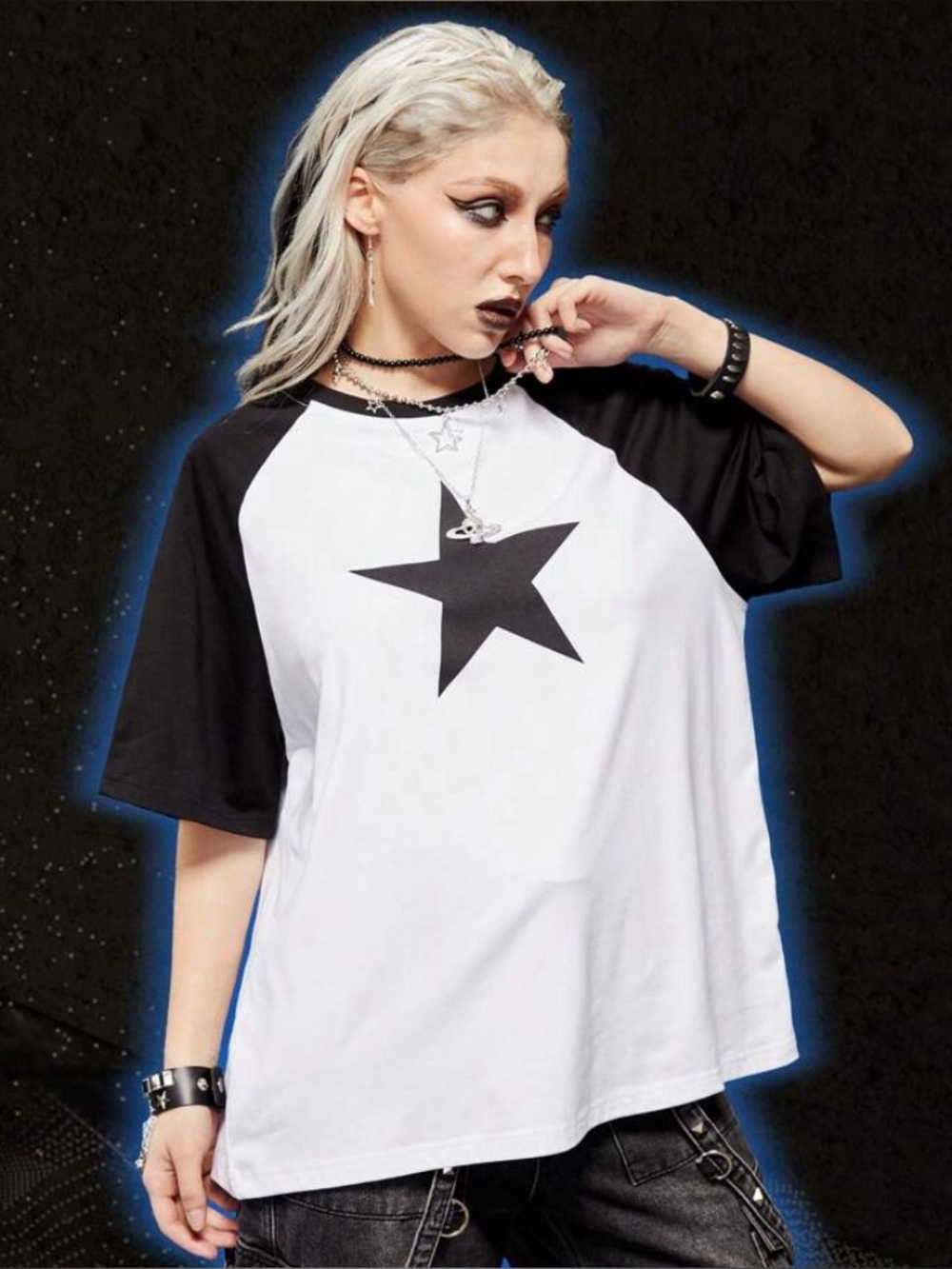 Unisex Romwe Raglan Sleeve Star Shirt